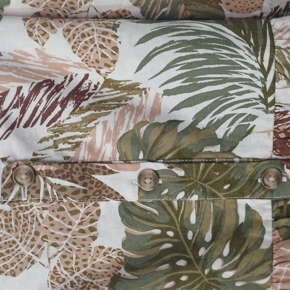 Tropical Green and Brown Women's Dress ,BEACHLUNCHLOUNGE, Medium - Picture 3 of 8